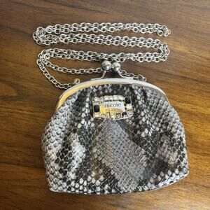 Nicole By Nicole Miller Kiss Lock Crossbody Snakeskin Clutch Baddie Witchy Club